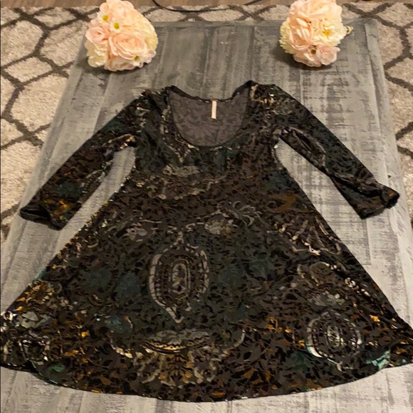 Free People Dresses & Skirts - Free People Burnout Velvet Skater Dress
